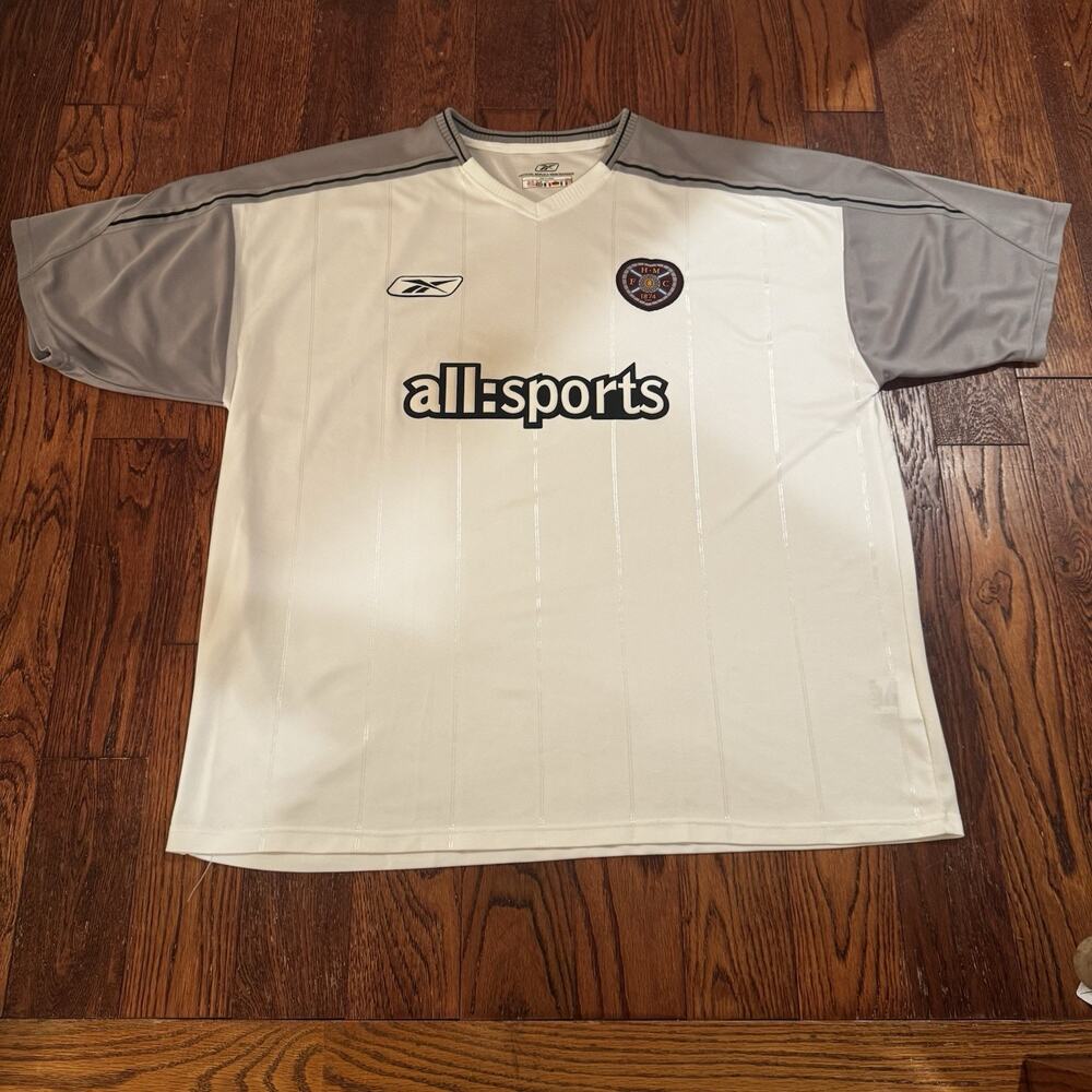 Vintage 2002-2003 Heart of Midlothian FC Reebok Away Jersey XL All:Sports UK Y2K